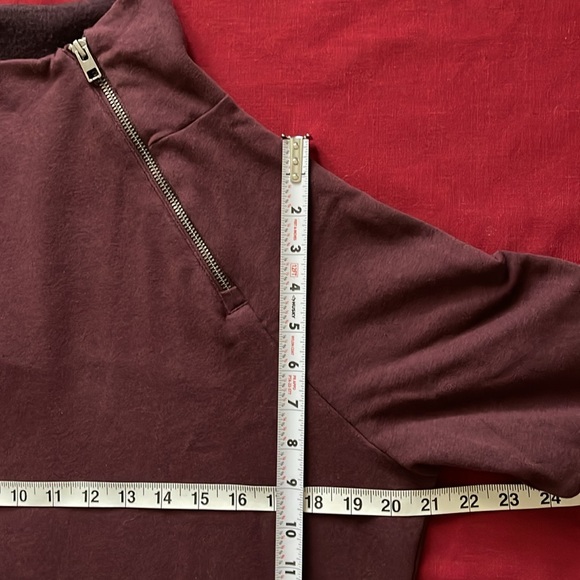 Earth Yoga Sz L Burgundy Organic Cotton Cozy Karma Sweatshirt Dress - Picture 15 of 16